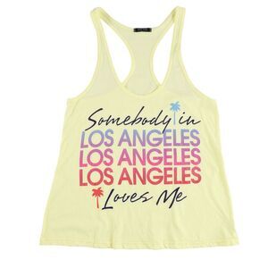 dirty violet Womens Somebody In Los Angeles Racerback Tank Top, Yellow, NWT